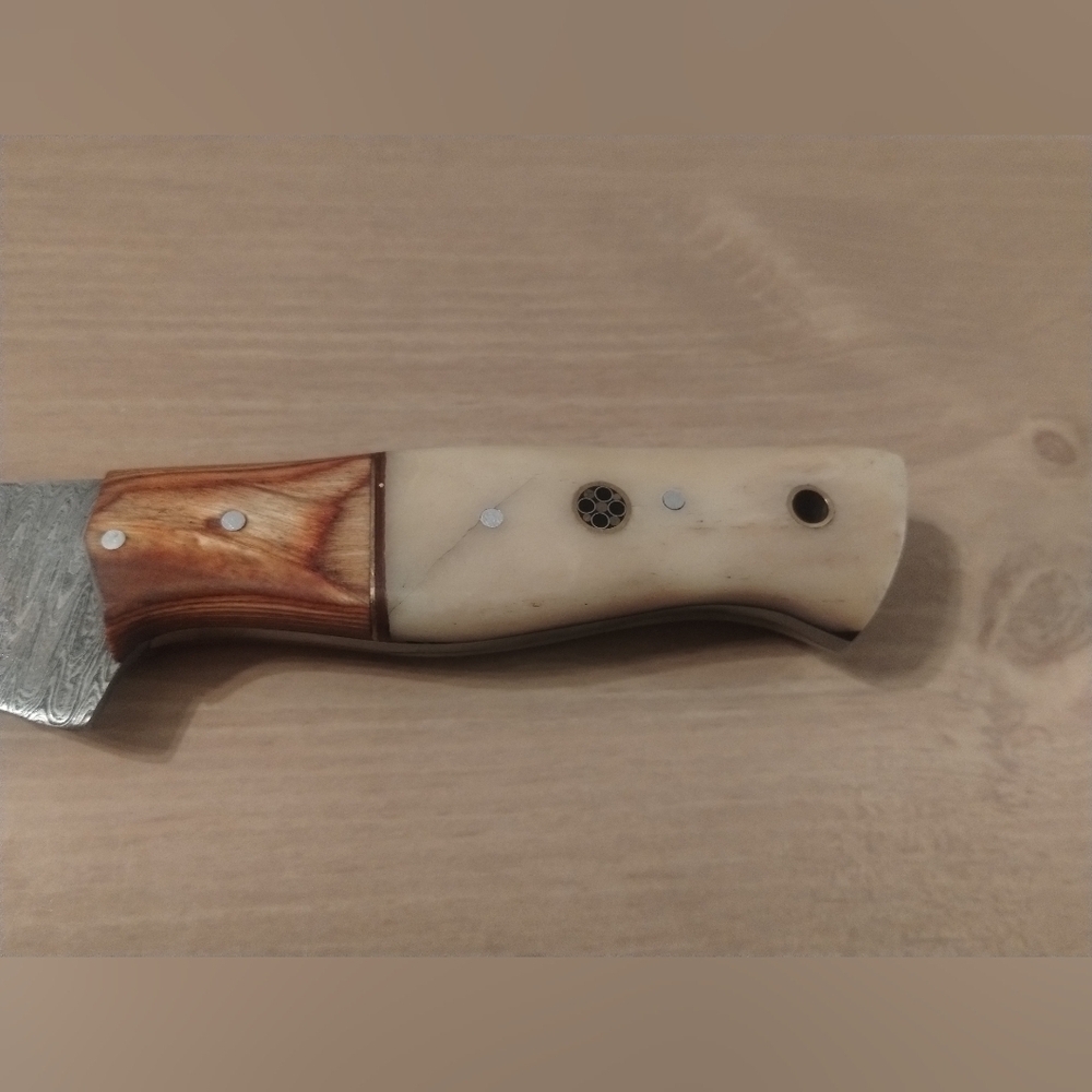 New Men's Damascus Steel Blade Hunting Knife With Sheath - Picture 8 of 10